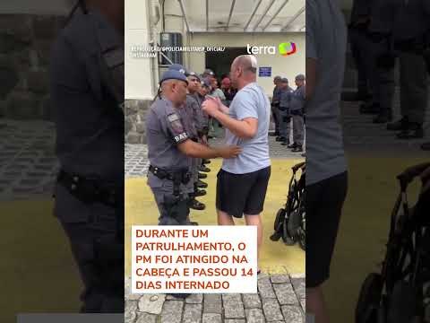 Sargento da PM baleado na cabeça recebe alta e é homenageado por colegas