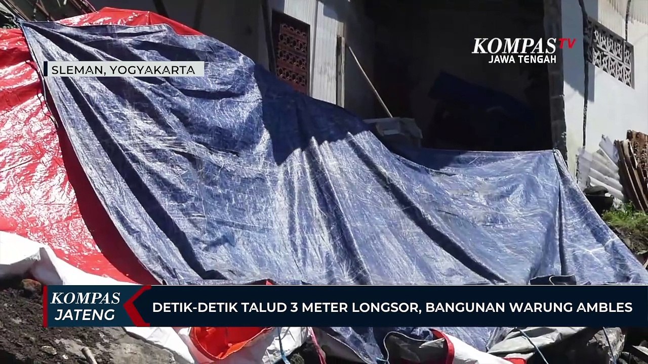 Detik-detik Talud 3 Meter Longsor, Bangunan Warung Ambles