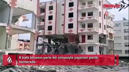 6 katlı binanın yerle bir olmasıyla yaşanan panik kamerada