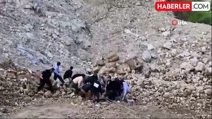 Enkaz döküm sahasında kaya düşmesi sonucu bir kişi yaralandı