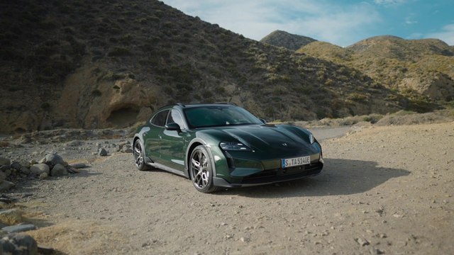 The new Porsche Taycan Turbo Cross Turismo Design Preview in Oak Green