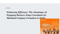 Enhancing Efficiency: The Advantages of Engaging Business Setup Consultants for Mainland Company Formation in Dubai