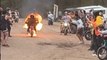 Daring Guy on his mini-bike jumps into lake while on fire *Incredible Stunt*