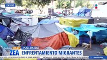 Migrantes se enfrentan contra vecinos de la Plaza Soledad