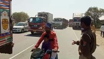 दो ट्रेलर टकराए, राजमार्ग पर जाम लगने से आधे घंटे बाधित रहा यातायात