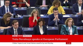 Yulia Navalnaya addresses European Parliament after Alexei Navalny's death _ BBS News
