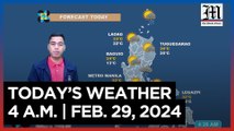 Today's Weather, 4 A.M. | Feb. 29, 2024