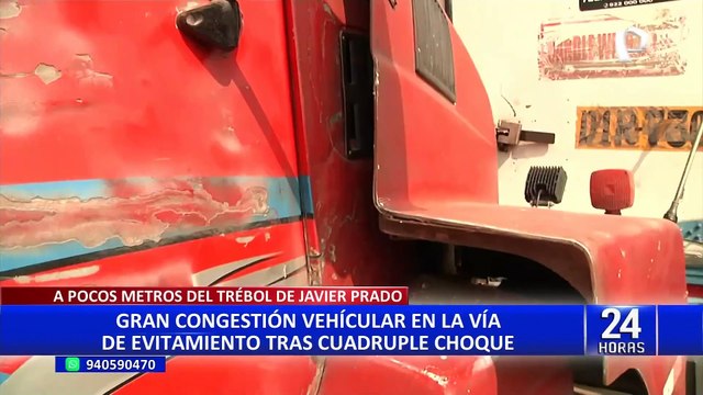 Cuádruple choque provoca gran congestión vehicular en la Vía de Evitamiento