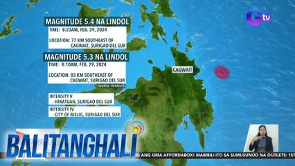 Surigao del Sur, niyanig ng dalawang magkasunod na lindol | BT