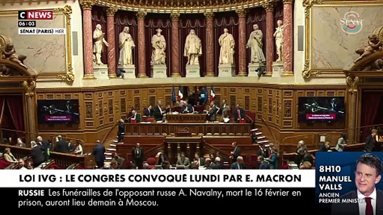 Larmes et émotion cette nuit quand le Sénat a approuvé l'inscription de l'IVG dans la Constitution -  Emmanuel Macron a immédiatement convoqué le Congrès lundi à Versailles
