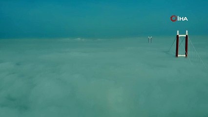 1915 Çanakkale köprüsü yoğun sis nedeniyle gözlerden kayboldu