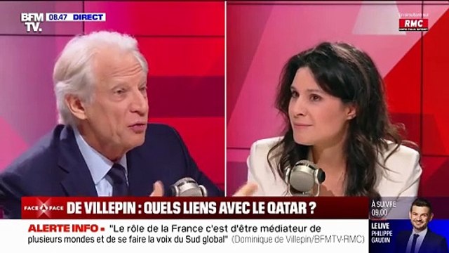 Interrogé sur ses liens avec le Qatar, Dominique de Villepin s'en prend à Apolline de Malherbe: A qui appartient votre chaîne ? Avez-vous des pressions ? Qui ai-je devant moi? - Regardez