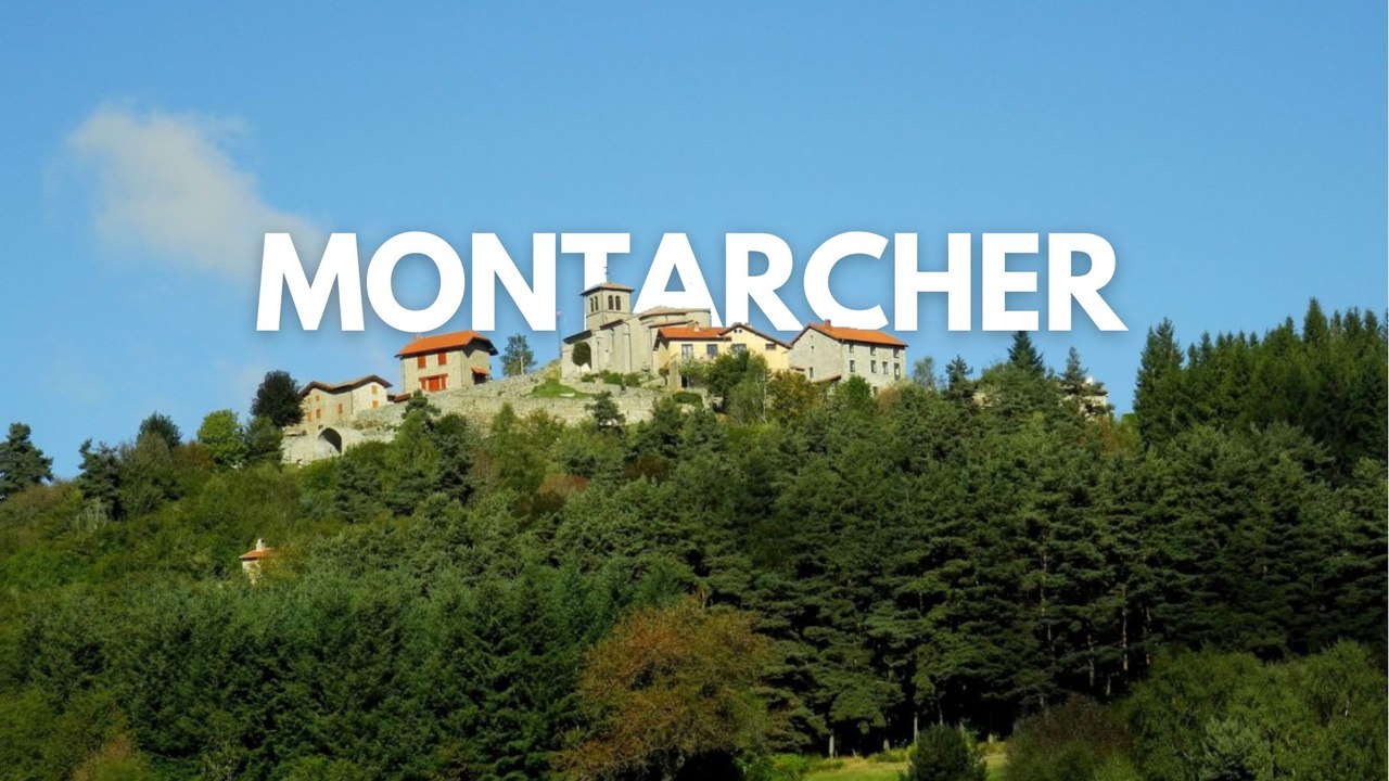 Vue aérienne de Montarcher, village de caractère au cœur du Haut-Forez