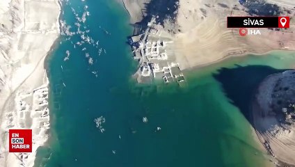 Sivas’ta barajdaki suların çekilmesi ile eski yerleşim yeri ortaya çıktı