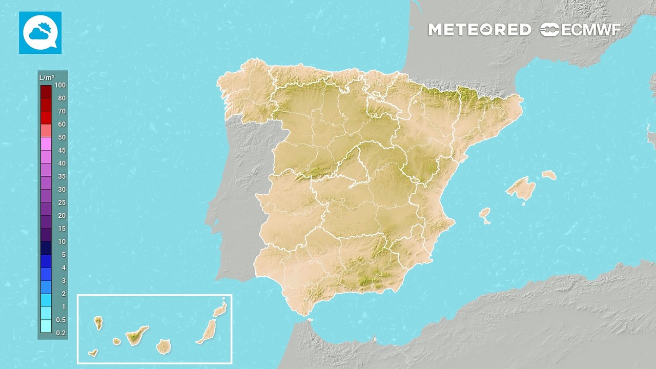 Acumulados de precipitación previstos en España hasta el domingo