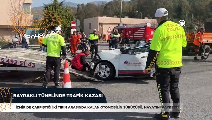 Çarpıştığı iki tırın arasında kalan otomobilin sürücüsü öldü