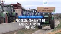 Protesta conjunta a ambos lados del Pirineo con cortes en la autopista AP-7 que une España y Francia