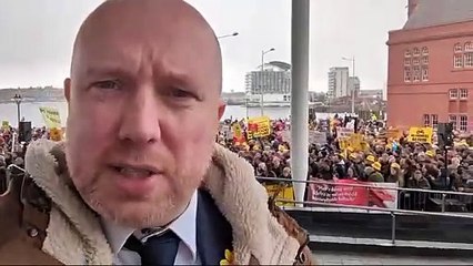 Mabon ap Gwynfor MS was at yesterday's farming protest in Cardiff