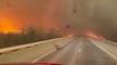 Fire engine drives through raging inferno as wildfire spreads in Texas Panhandle