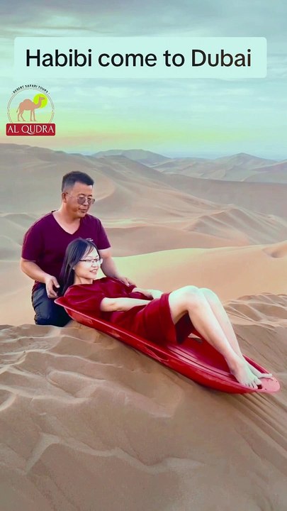 Sandboarding in Dubai Safari Desert with Al Qudra #desertsafarioffers