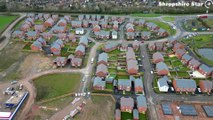 Aerial footage over the huge housing development The Quarters @Redhill, Telford.