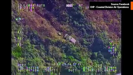 Kalifornian poliisin helikopteri pelastaa jyrkänteeseen juuttuneen kuljettajan 🚁