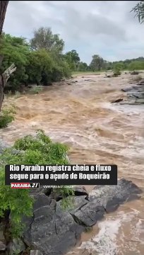 Chuvas no Cariri paraibano, neste sábado (20), no Rio Paraíba, Caraúbas.