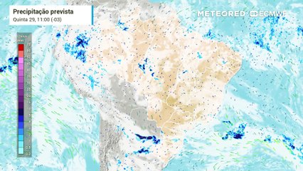 Previsão de Precipitação e Nebulosidade até Sábado (02)