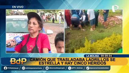 Accidente en La Molina: camión de ladrillos se estrella en óvalo Los Cóndores y deja 5 heridos