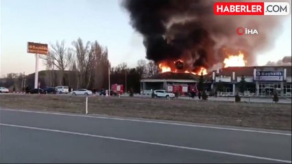 Sorgun'da dinlenme tesisi alev alev yandı