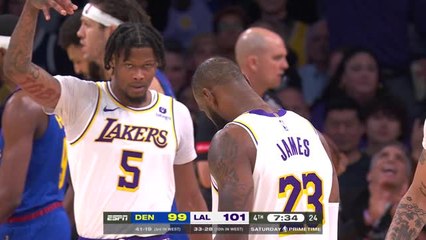 LeBron was feeling it after his three against the Nuggets