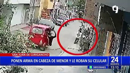 SJL: delincuentes a bordo de mototaxi apuntan con una pistola a menor para robarle celular