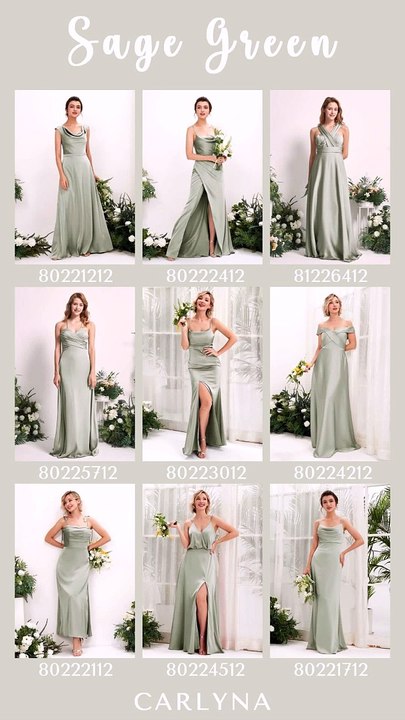Unleash your inner goddess in our elegant sage green gowns.