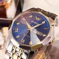 OLEVS Men’s Watches Rhombus Mirror Original Quartz Watch for Man Waterproof Luminous Stainless Steel Wristwatch Male Date Week