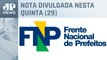 Frente Nacional dos Prefeitos propõe desoneração escalonada da folha de pagamentos