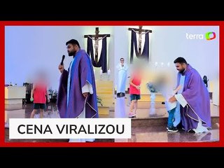 Garoto interrompe missa e pede para padre cantar parabéns para o primo em MG