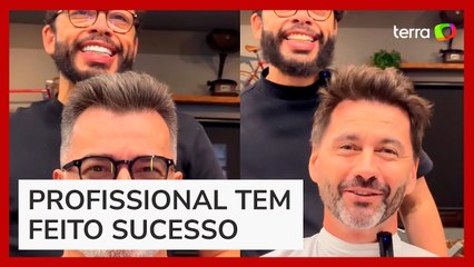 Barbeiro viraliza ao 'transformar clientes' usando técnicas de visagismo em MT