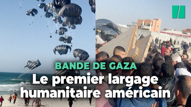 Les images poignantes des premiers largages humanitaires américains sur Gaza