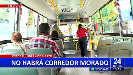 Al menos 100 mil usuarios se verán afectados por la suspensión del Corredor Morado