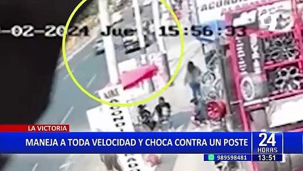La Victoria: auto que realizaba presuntos piques ilegales termina impactándose contra poste