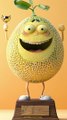 Illustration, pixar style, image of fruit musk melon holding a trophy,Midjourney prompts