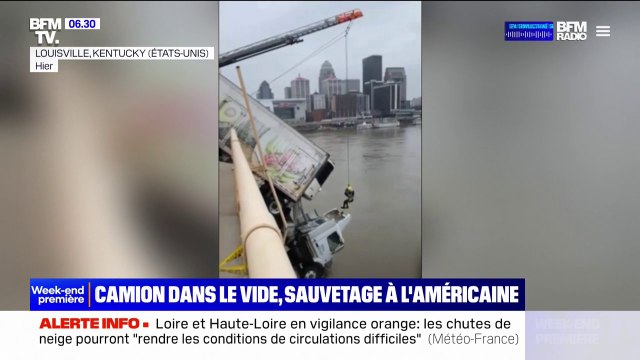 Aux États-Unis, les images d'un sauvetage héroïque après qu'une conductrice est restée suspendue dans le vide dans la cabine de son camion