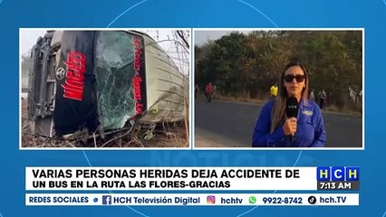 Bus de la ruta Las Flores-Gracias se accidenta y varias personas salen heridas