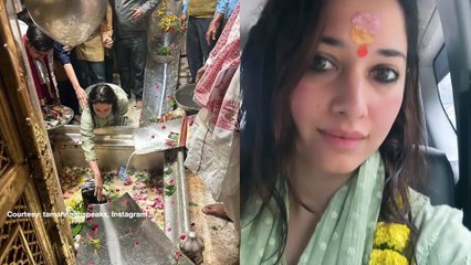 Absorbed in the devotion of Mahadev, Tamannaah Bhatia visits Kashi Vishwanath Temple