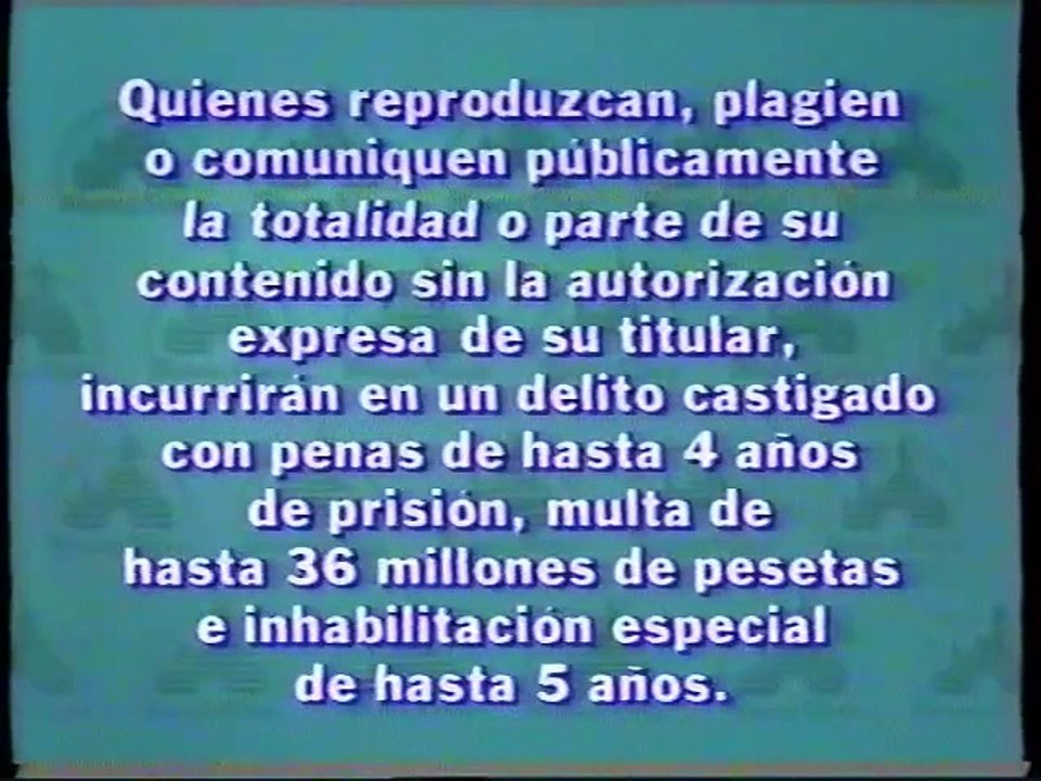 Inicio (completo) y fin (parcial) del VHS de Bichos de 1999