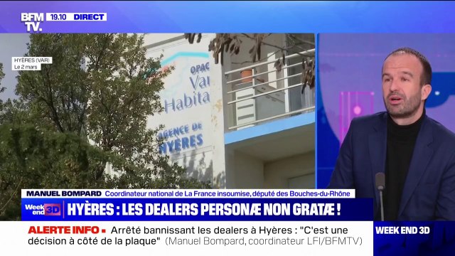 C'est une décision à côté de la plaque : Manuel Bompard réagit à l'arrêté interdisant la circulation de dealers marseillais à Hyères, dans le Var