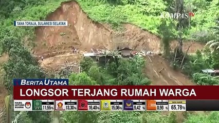 Rekaman Amatir Tebing Setinggi 50 Meter Longsor, Terjang 3 Rumah Warga di Tana Toraja