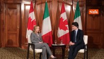 G7, Meloni scherza con Trudeau: 
