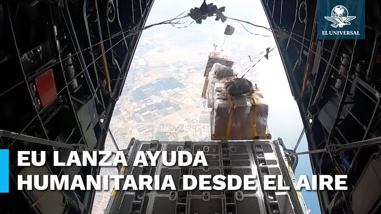 Aviones militares lanzan por aire comida a Gaza