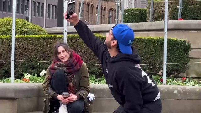 Extreme selfie moment - 2 factor authentication check outside bus - joker pranks latest